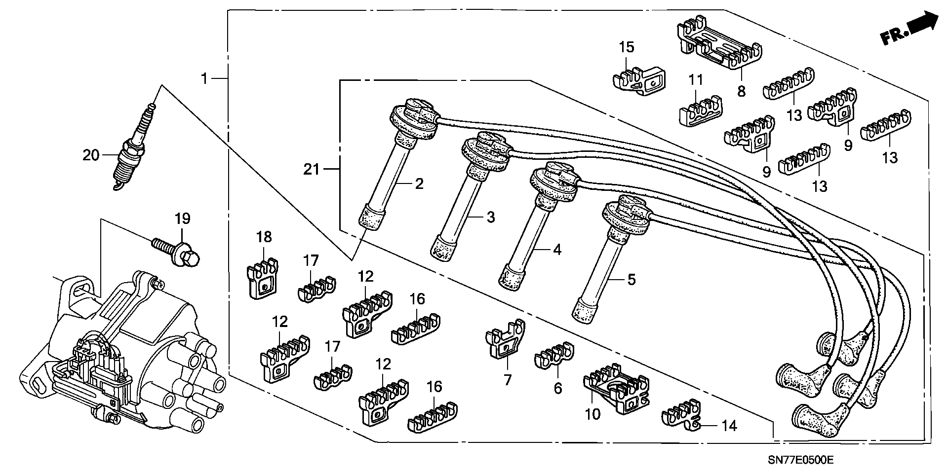 Honda 32700-PT0-000 - Augstsprieguma vadu komplekts ps1.lv