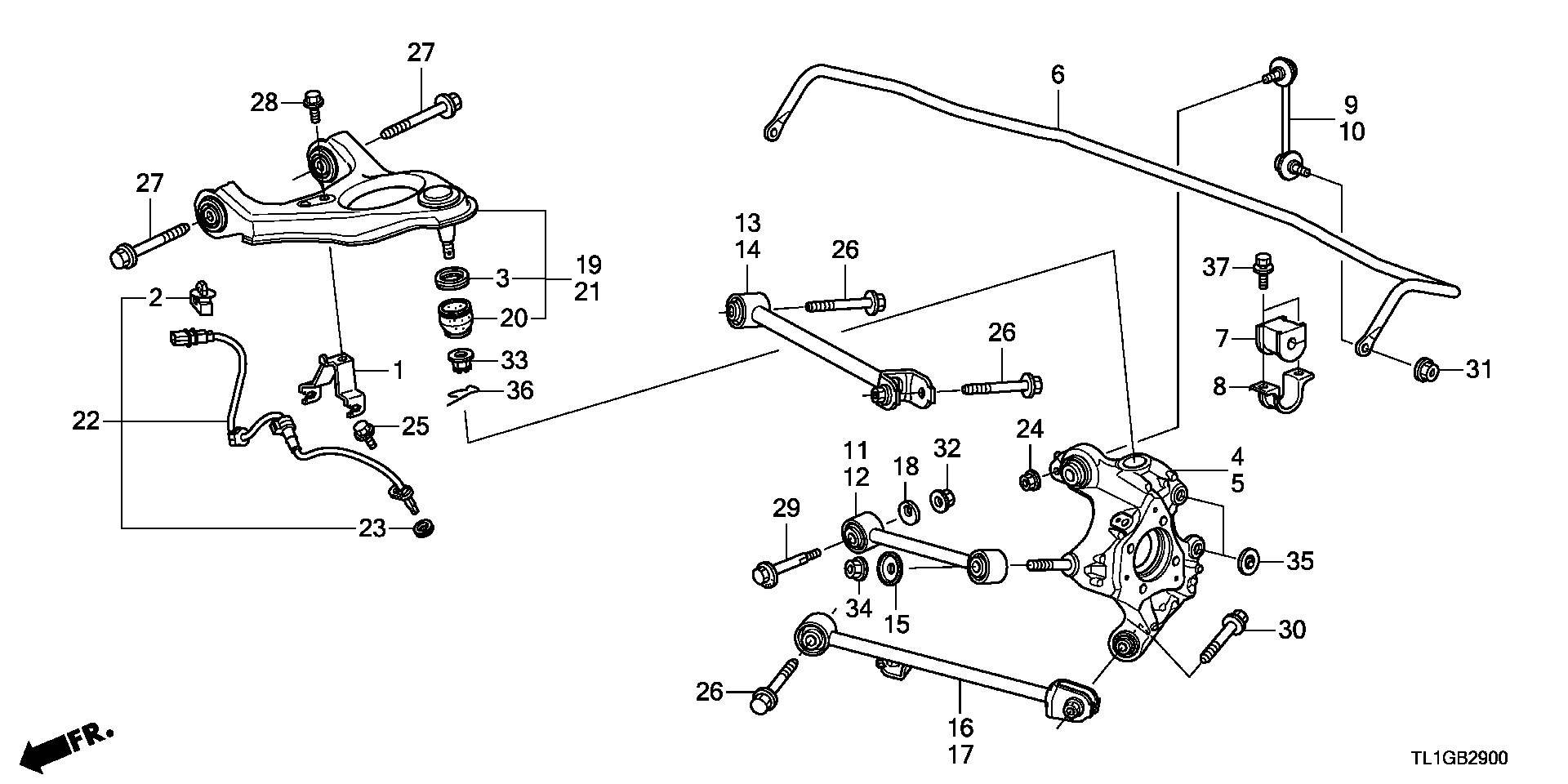 Honda 52345-TA0-A00 - Piekare, Šķērssvira ps1.lv