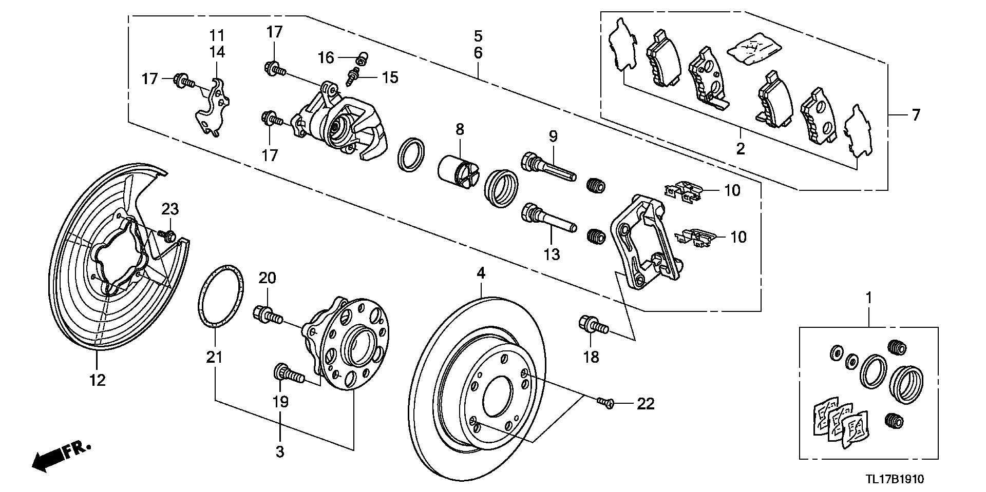 Honda 43022-TL1-G01 - Bremžu uzliku kompl., Disku bremzes ps1.lv