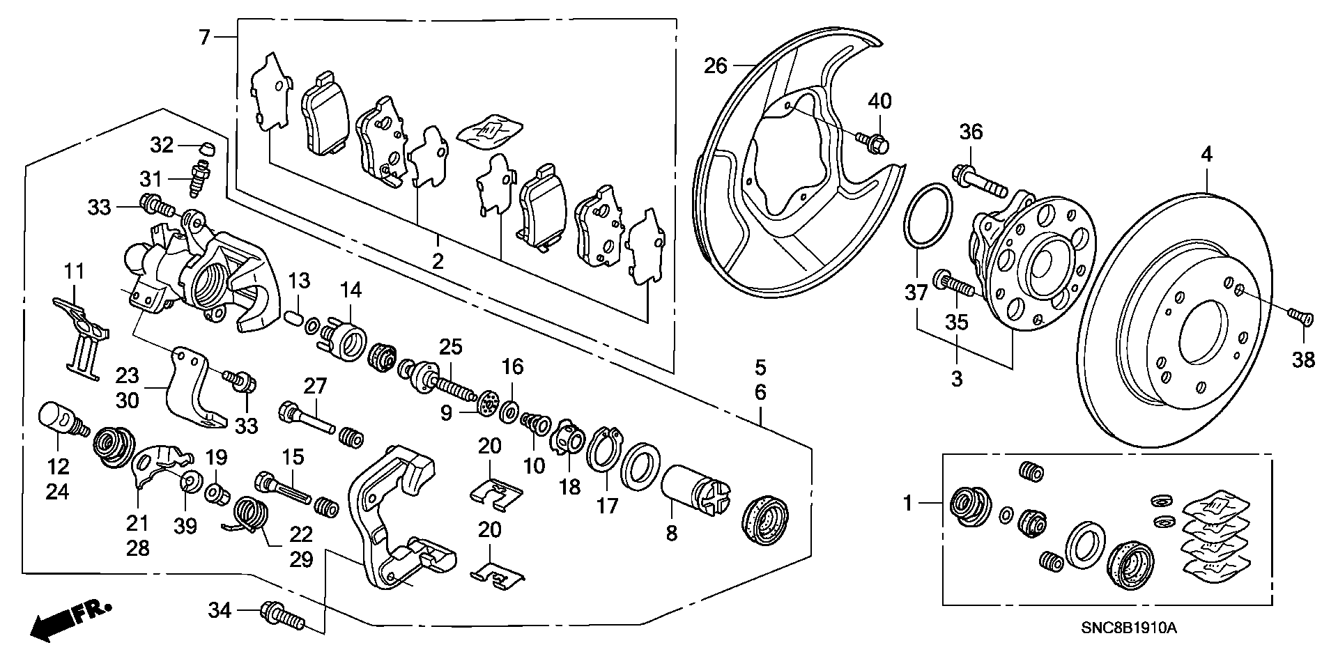 Honda 43235-S84-A51 - Virzītājčaulu komplekts, Bremžu suports ps1.lv