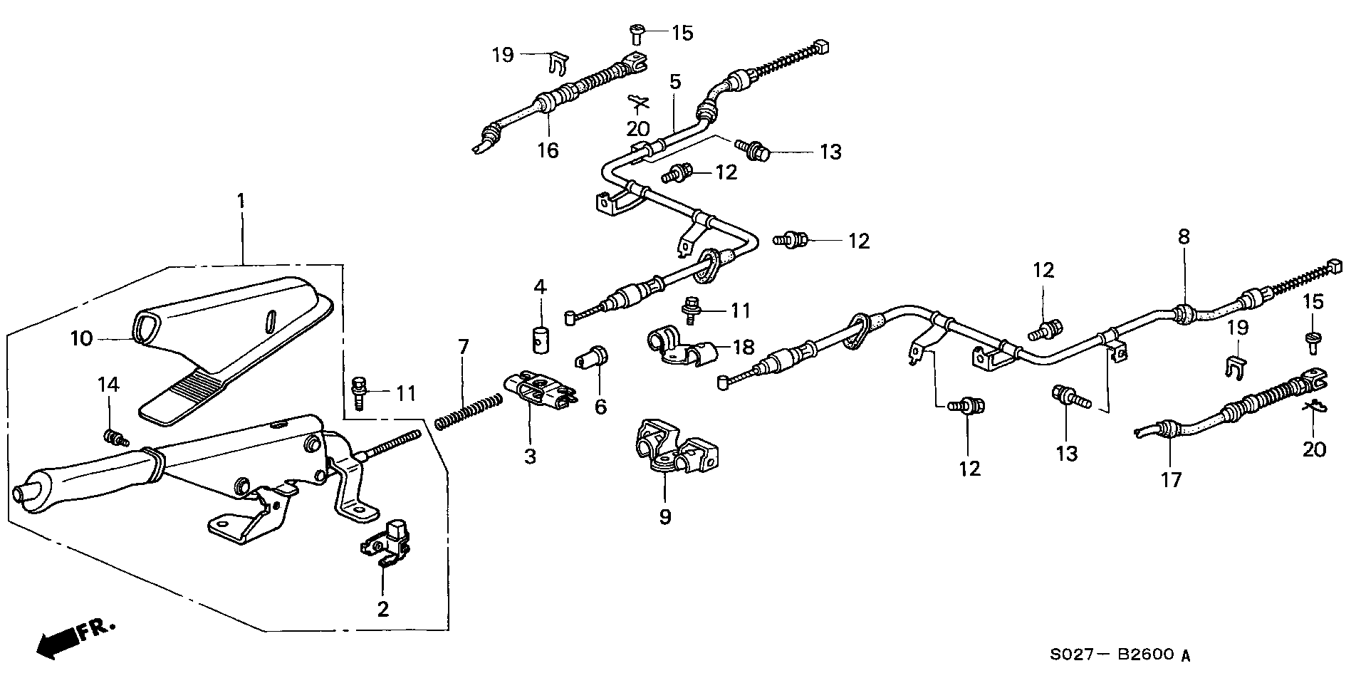 Honda 47510-SR1-A12 - Trose, Stāvbremžu sistēma ps1.lv