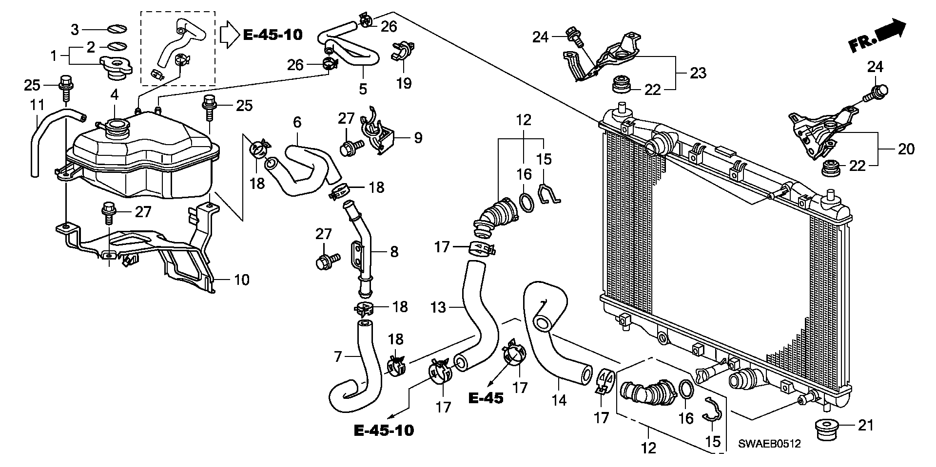 Honda 19045RBDE01 - Vāciņš, Radiators ps1.lv