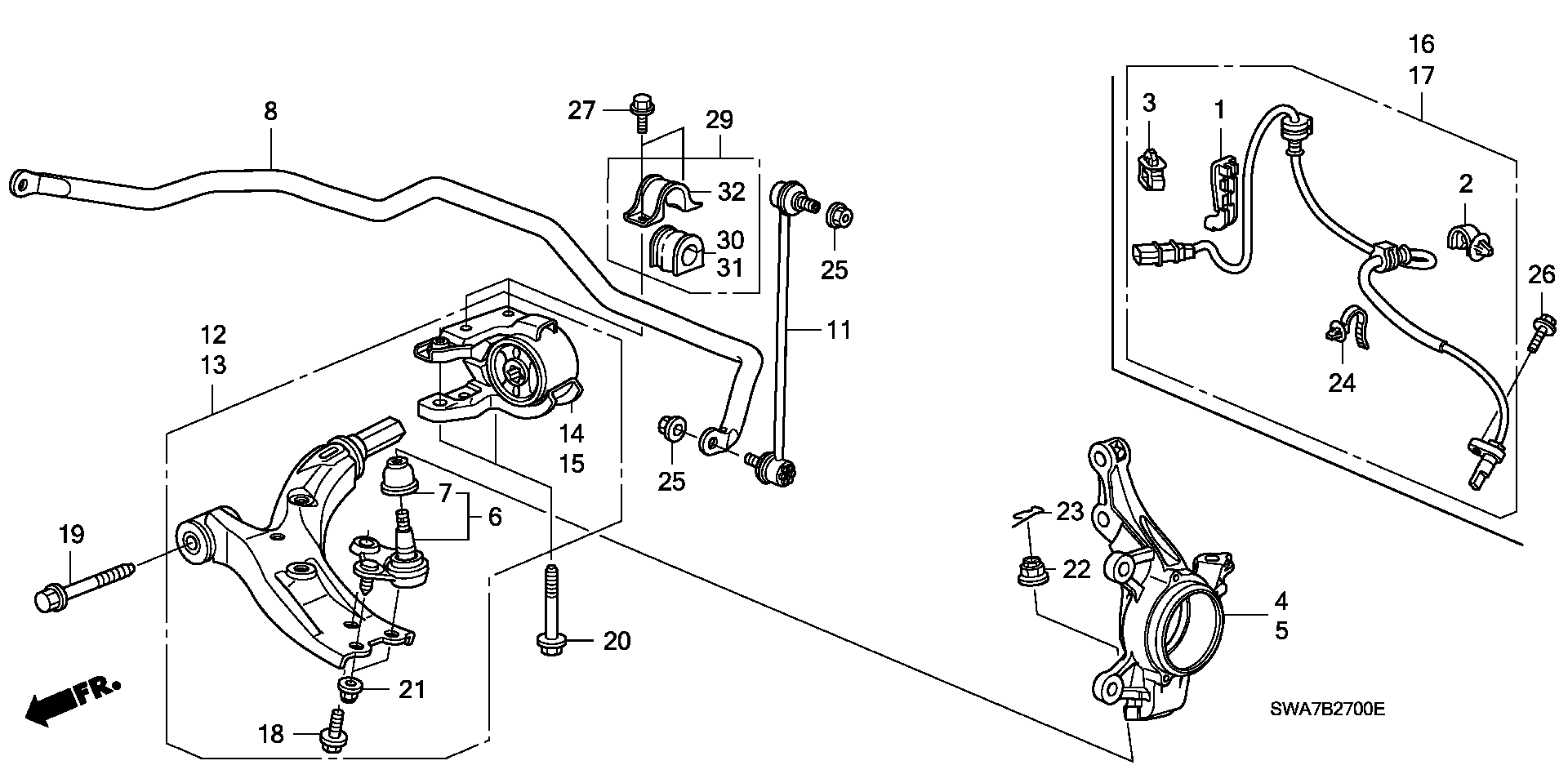 Honda 51225-SNA-A01 - Remkomplekts, Balst / Virzošais šarnīrs ps1.lv