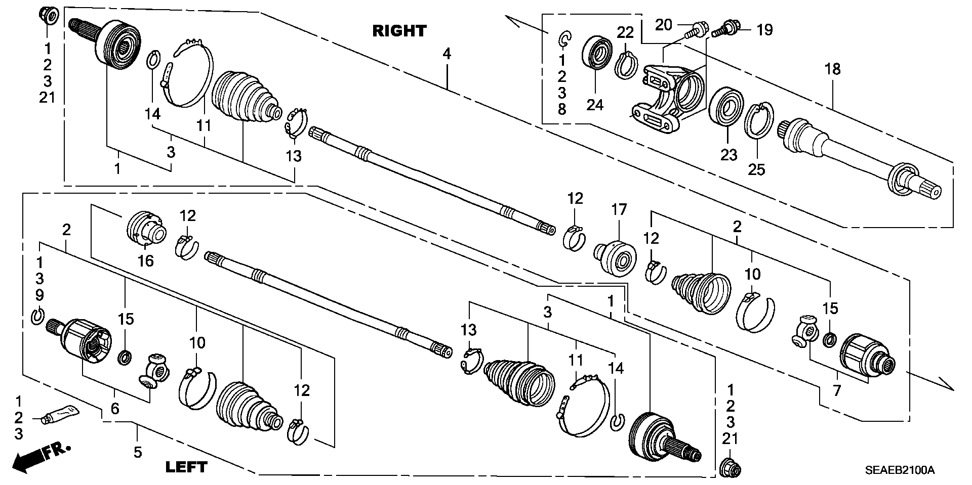 Honda 44305-SEA-N00 - Šarnīru komplekts, Piedziņas vārpsta ps1.lv