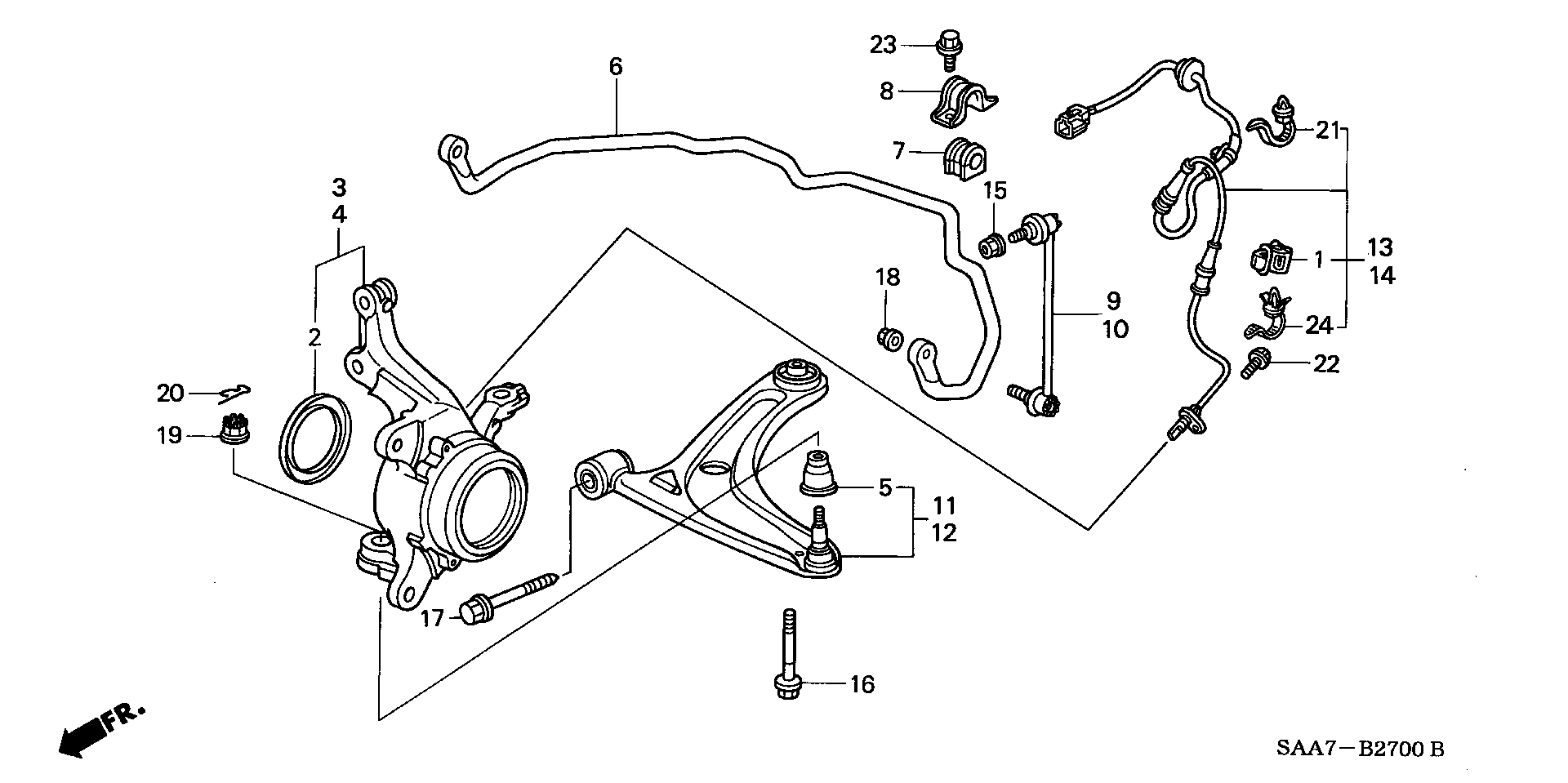 Honda 51360-SAA-E01 - Neatkarīgās balstiekārtas svira, Riteņa piekare ps1.lv