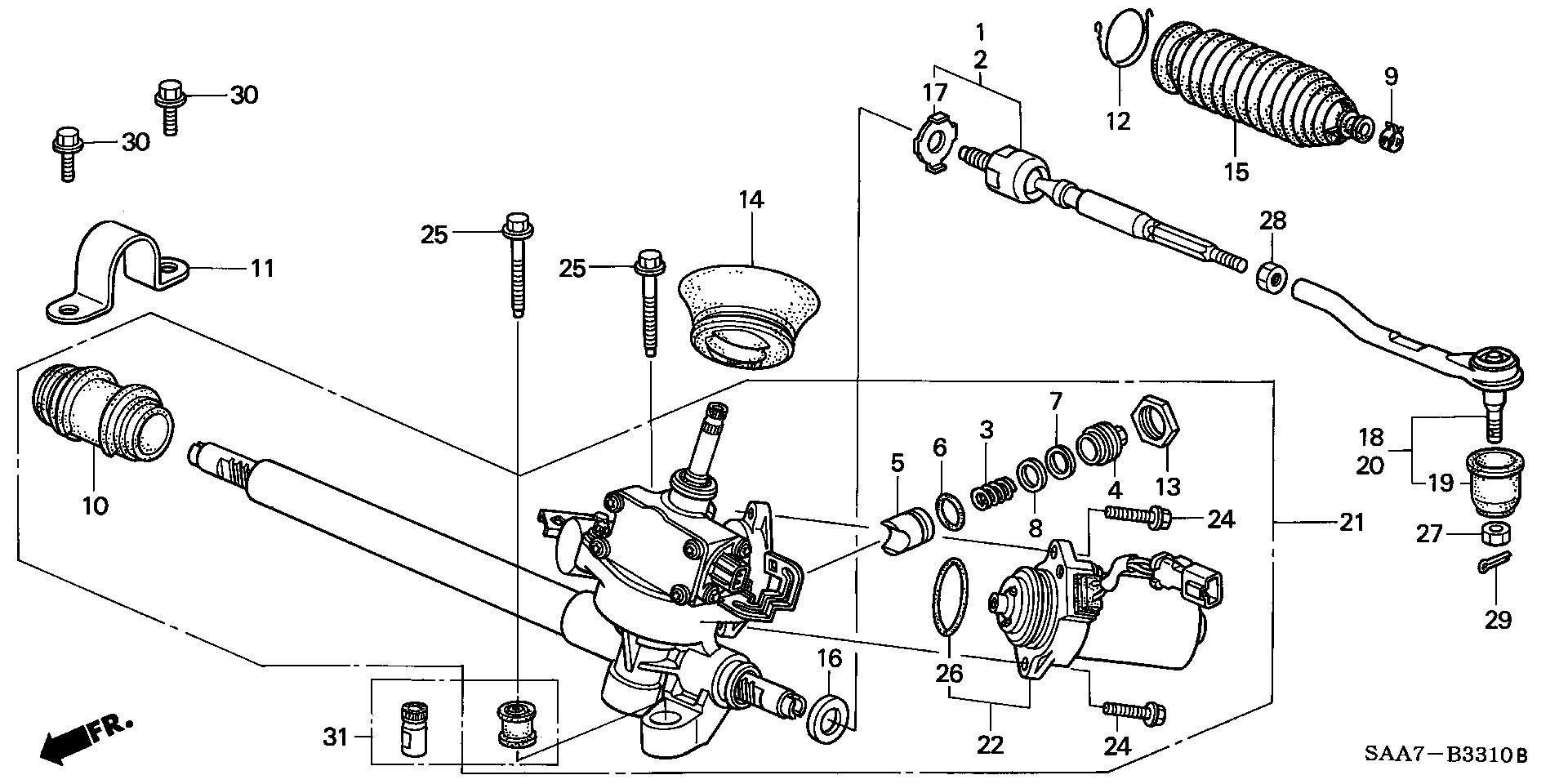 Honda 53010-SAA-J01 - Aksiālais šarnīrs, Stūres šķērsstiepnis ps1.lv