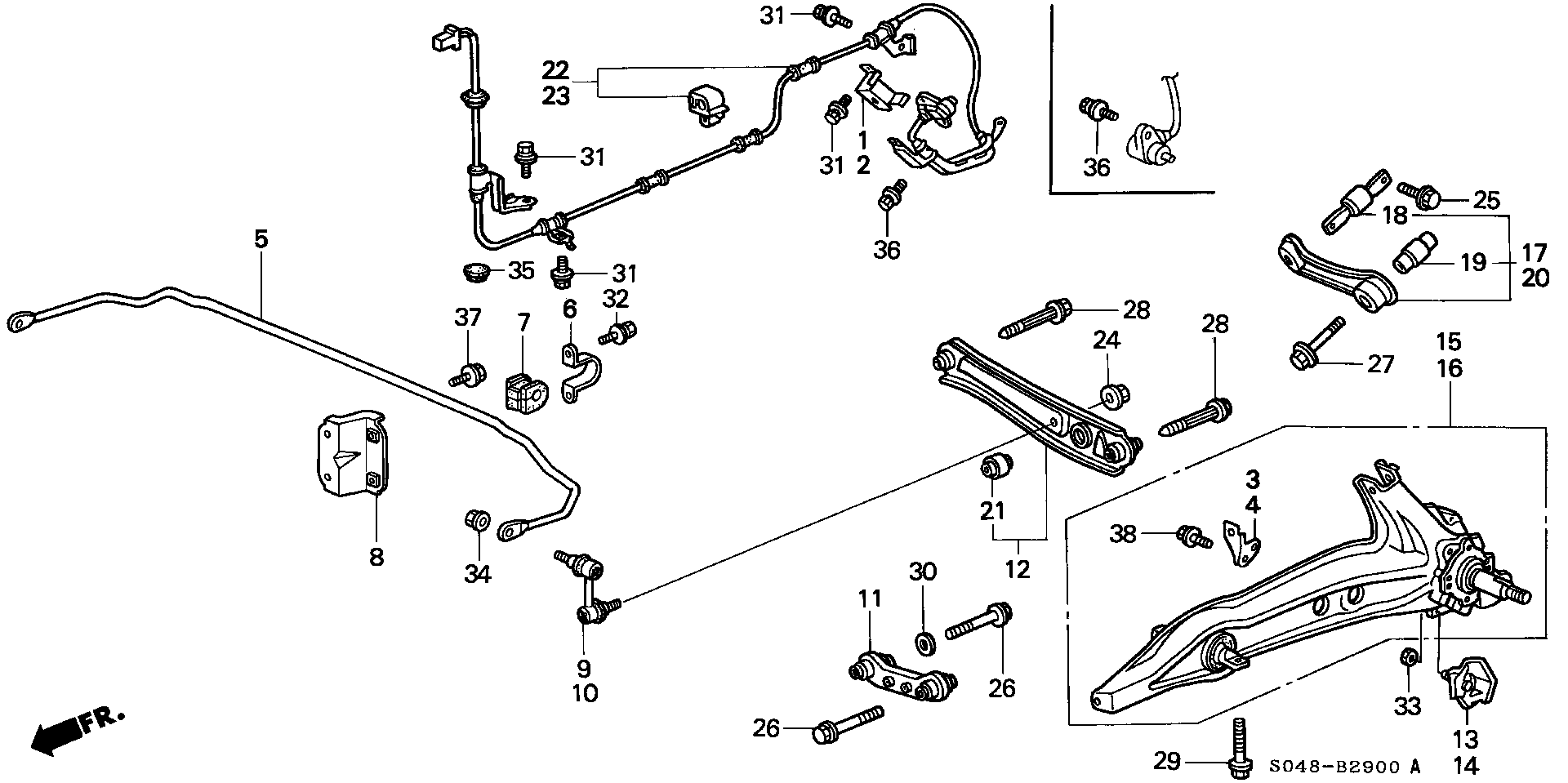 Honda 52350-S04-000 - Neatkarīgās balstiekārtas svira, Riteņa piekare ps1.lv