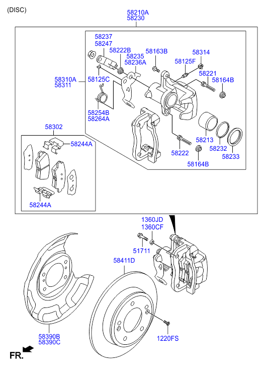 TOYOTA 58302-3XA30 - Bremžu uzliku kompl., Disku bremzes ps1.lv