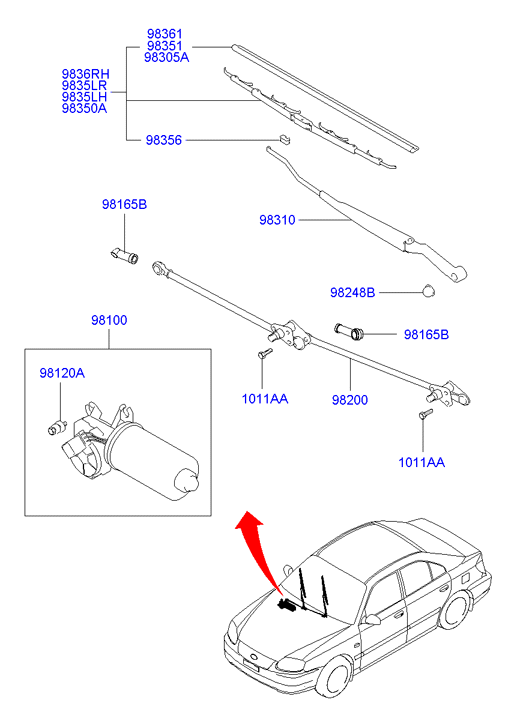 Hyundai 9836025600 - Stikla tīrītāja slotiņa ps1.lv