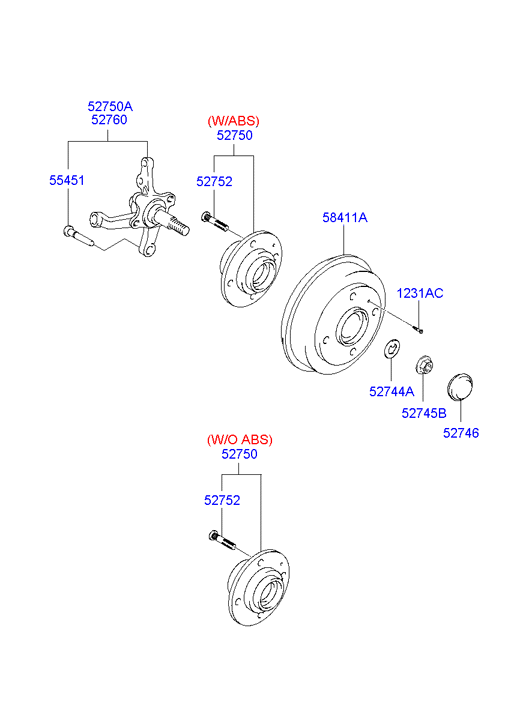 Hyundai 52710-25001 - Riteņa rumbas gultņa komplekts ps1.lv