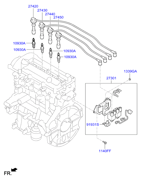 Hyundai 27440-03000 - Augstsprieguma vadu komplekts ps1.lv