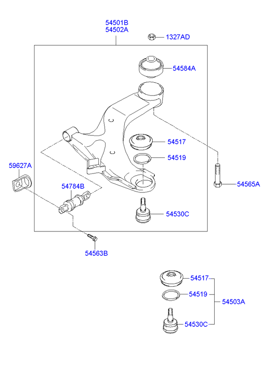 KIA 54500-2D002 - Neatkarīgās balstiekārtas svira, Riteņa piekare ps1.lv