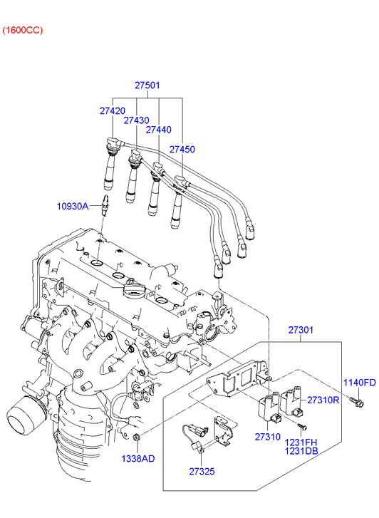 Hyundai 27501-23B70 - Augstsprieguma vadu komplekts ps1.lv