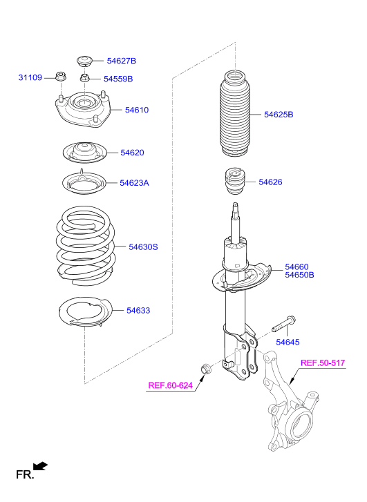 KIA 31109-2B000 - Amortizatora statnes balsts ps1.lv