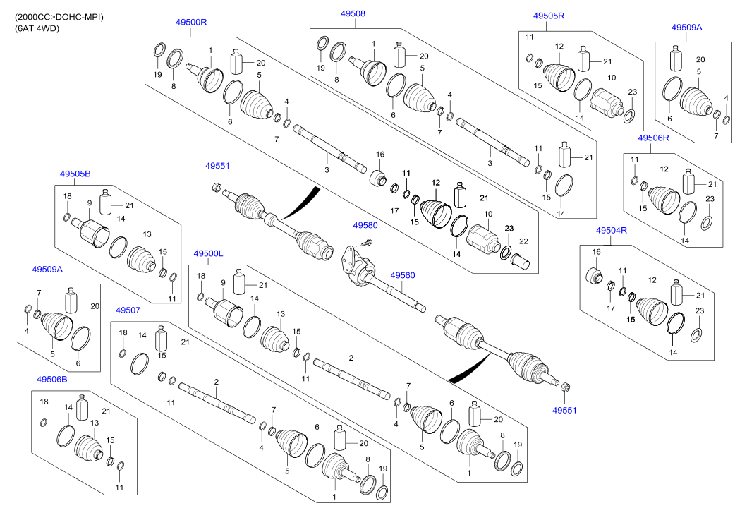 Hyundai 49544M0151 - Boot kit - front axle wheel side ps1.lv