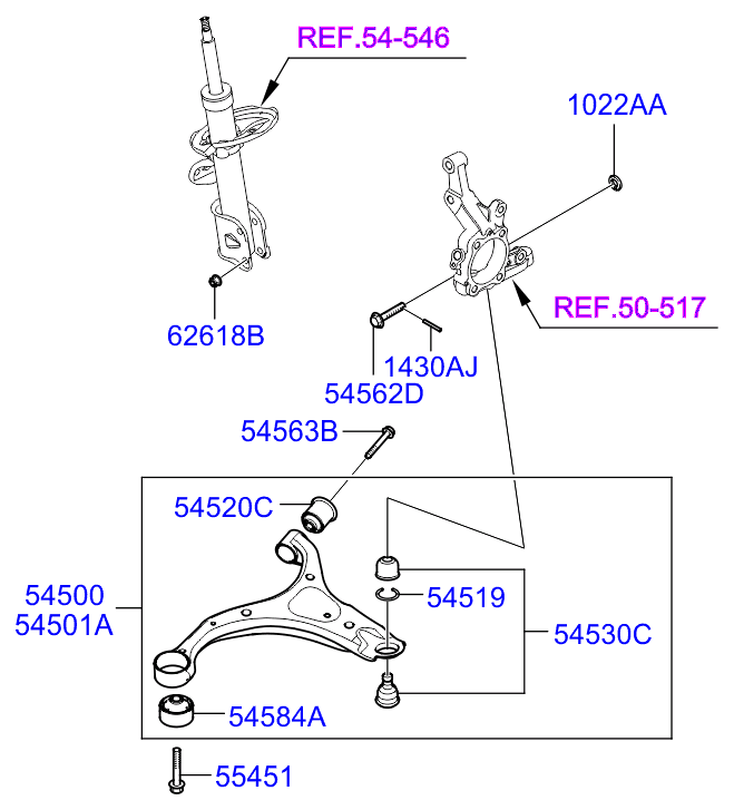 Hyundai 545011U000 - Neatkarīgās balstiekārtas svira, Riteņa piekare ps1.lv