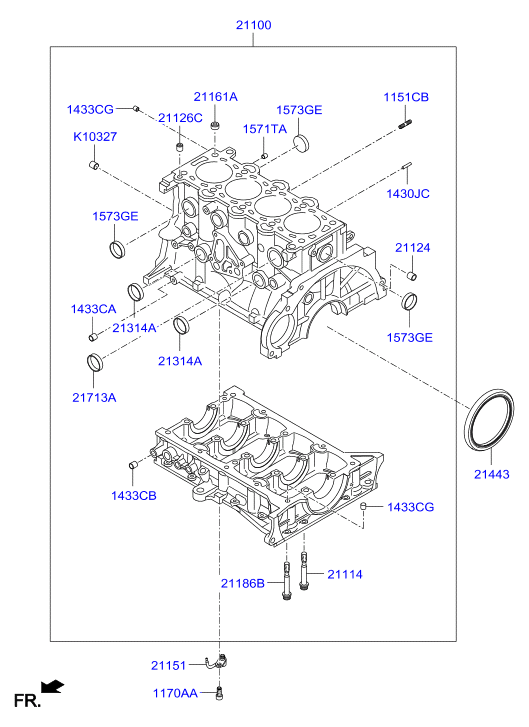 Hyundai 21443-2A000 - Vārpstas blīvgredzens, Kloķvārpsta ps1.lv