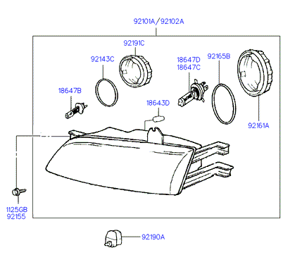 Hyundai 1864755009E - Kvēlspuldze, Lukturis ar automātisko stabilizācijas sistēmu ps1.lv