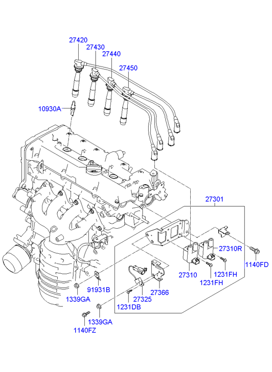 Hyundai 27440-26700 - Augstsprieguma vadu komplekts ps1.lv