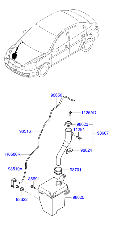 KIA 98510-1C000 - Ūdenssūknis, Stiklu tīrīšanas sistēma ps1.lv