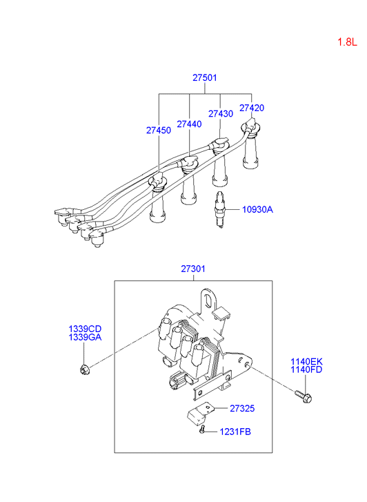 KIA 27420-23510 - Augstsprieguma vadu komplekts ps1.lv