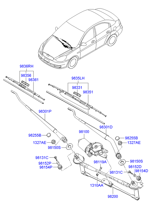 Hyundai 983602F000 - Stikla tīrītāja slotiņa ps1.lv