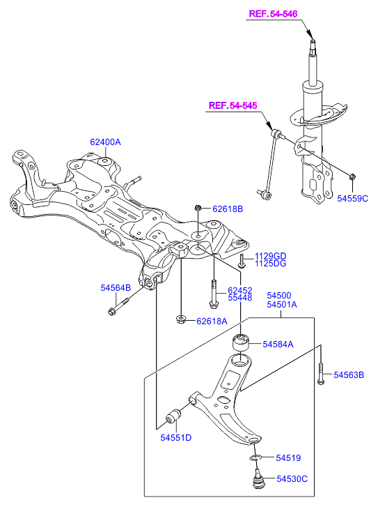 Dodge 545001R000 - Arm complete - front lower, lh ps1.lv