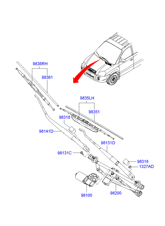 Hyundai 983602E000 - Stikla tīrītāja slotiņa ps1.lv