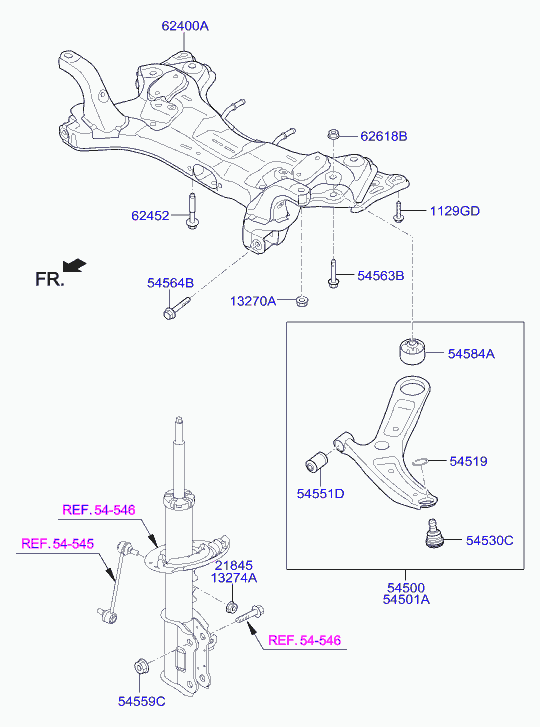 KIA 54500B9000 - Neatkarīgās balstiekārtas svira, Riteņa piekare ps1.lv