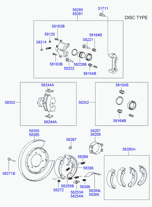 KIA 5830238A30 - Bremžu uzliku kompl., Disku bremzes ps1.lv