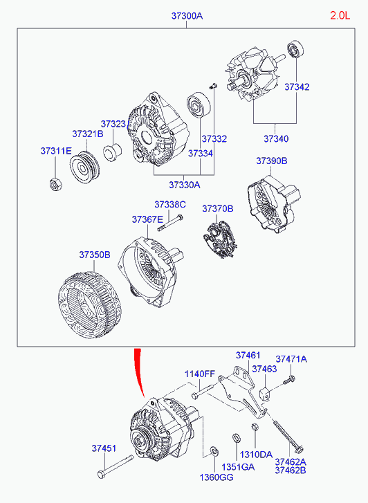 Hyundai 3732137406 - Piedziņas skriemelis, Ģenerators ps1.lv