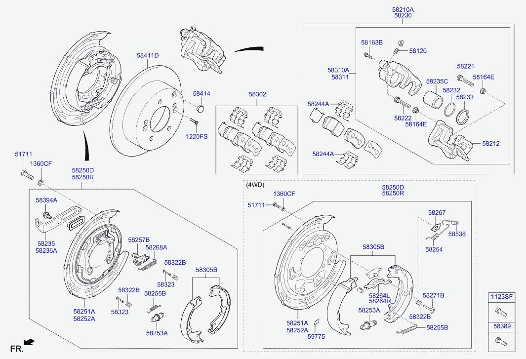 Hyundai 58272-1G300 - Piederumu komplekts, Stāvbremzes mehānisma bremžu loks ps1.lv