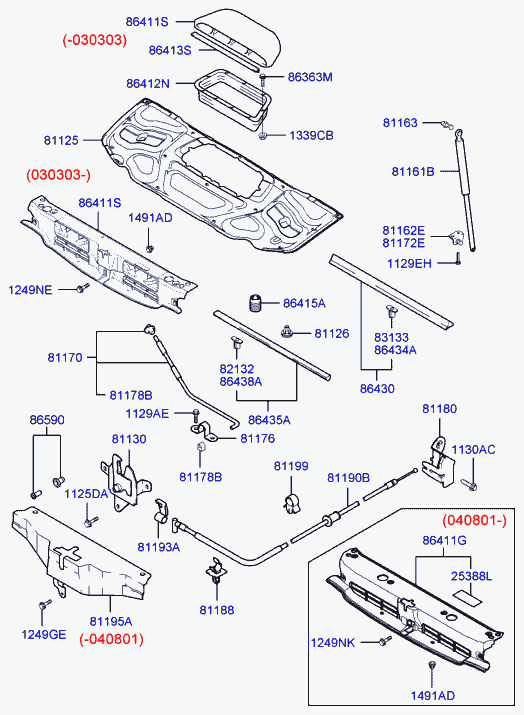 Hyundai 81161-26001 - Gāzes atspere, Motora pārsegs ps1.lv