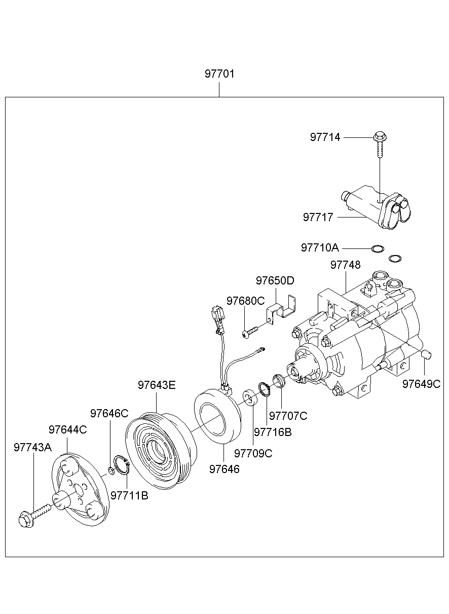 Hyundai 97701-4A300 - Kompresors, Gaisa kond. sistēma ps1.lv