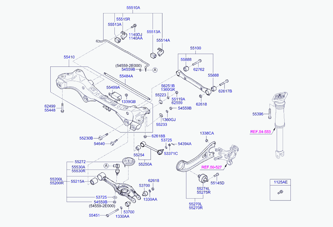 Hyundai 552203Z055 - Arm complete - rear lower, rh ps1.lv