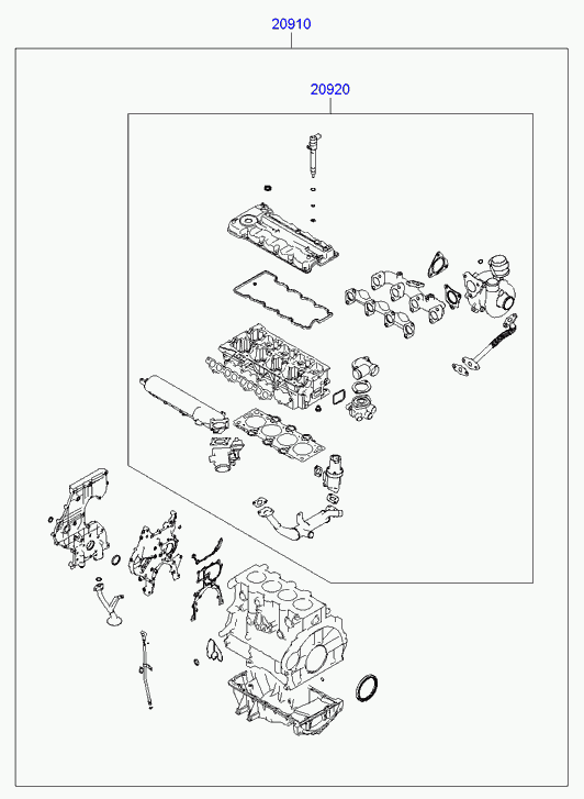 KIA 20920-2AK10 - Blīvju komplekts, Motora bloka galva ps1.lv