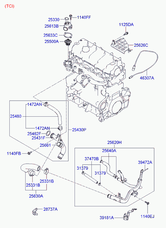 Hyundai 25500-3C100 - Termostats, Dzesēšanas šķidrums ps1.lv