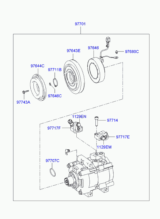 Hyundai 97610-H1021 - Kompresors, Gaisa kond. sistēma ps1.lv