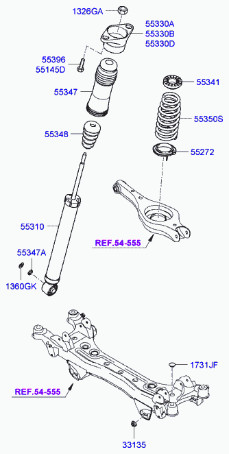 Hyundai 55348-3K010 - Gājiena ierobežotājs, Atsperojums ps1.lv