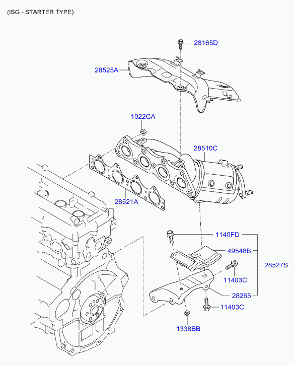 Hyundai 28521 2B000 - Blīve, Izplūdes kolektors ps1.lv