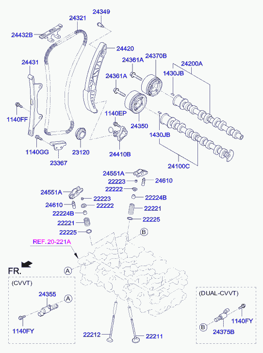 KIA 24433-03001 - Sadales vārpstas piedziņas ķēdes komplekts ps1.lv