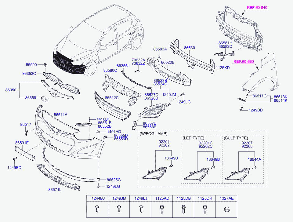 Hyundai 86530-1J500 - Kronšteins, Bampers ps1.lv