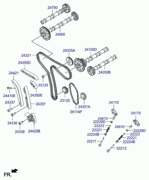 Hyundai 24322-3A000 - Ķēde, Eļļas sūkņa piedziņa ps1.lv