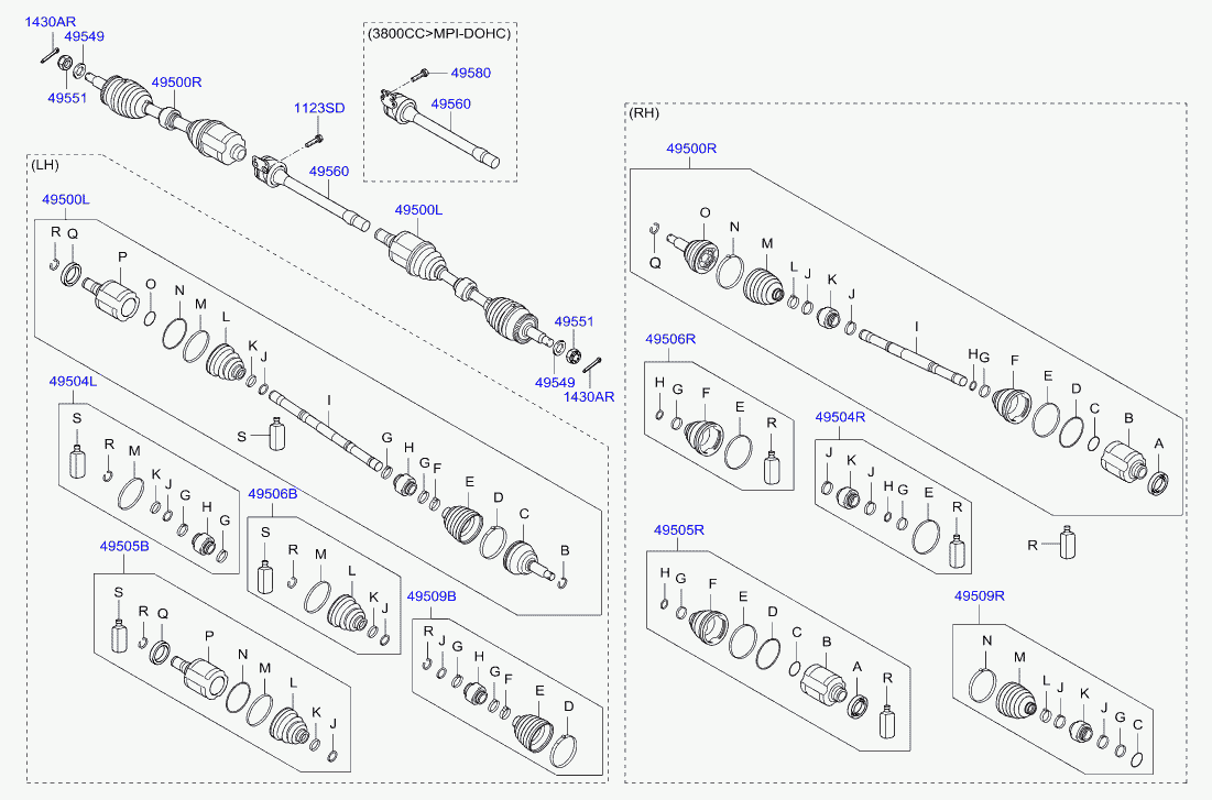 Hyundai 49605-3JA00 - Šarnīru komplekts, Piedziņas vārpsta ps1.lv