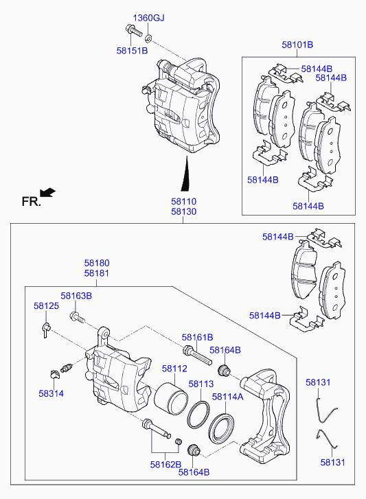 KIA 58101-H5A25 - Bremžu uzliku kompl., Disku bremzes ps1.lv