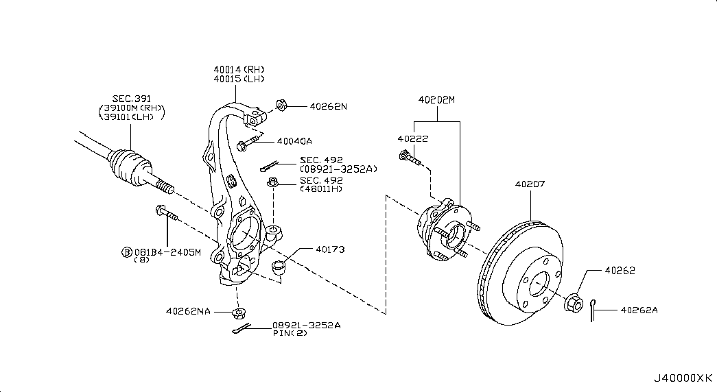 NISSAN 40202-4GE0A - Riteņa rumbas gultņa komplekts ps1.lv