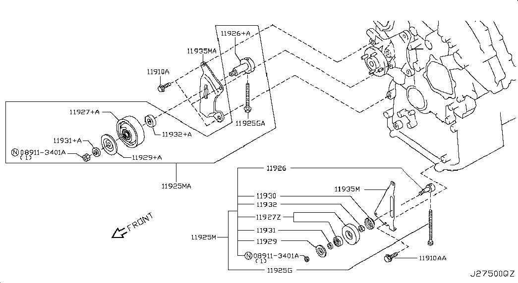 NISSAN 11925-AG30A - Parazīt / Vadrullītis, Ķīļrievu siksna ps1.lv