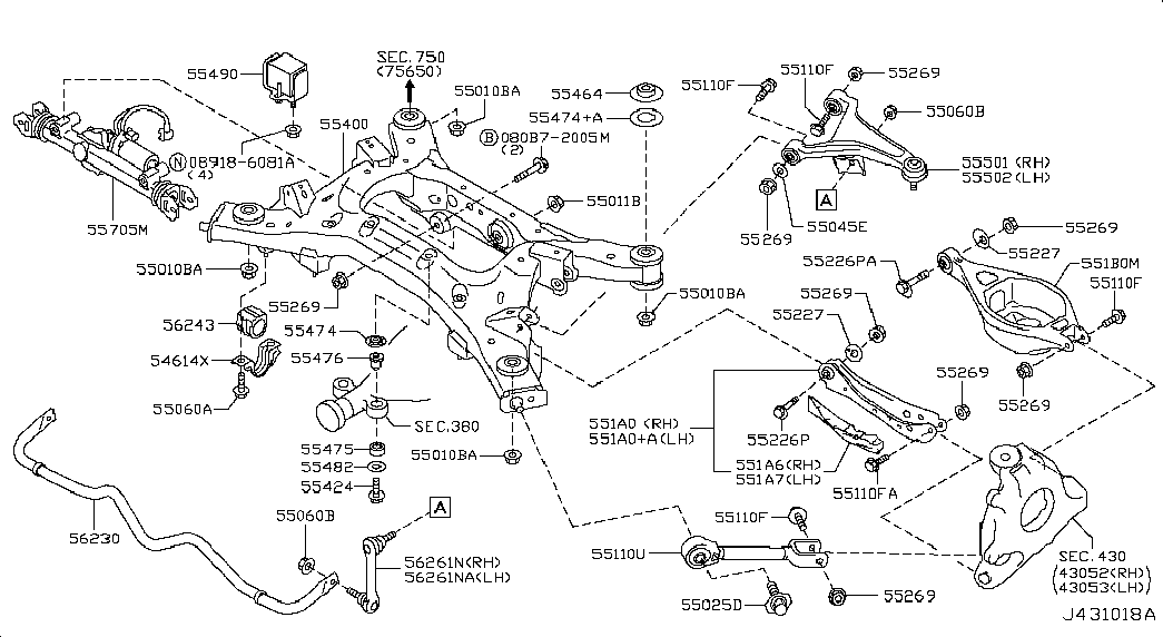 Infiniti 54668 1CA2B - Stiepnis / Atsaite, Stabilizators ps1.lv