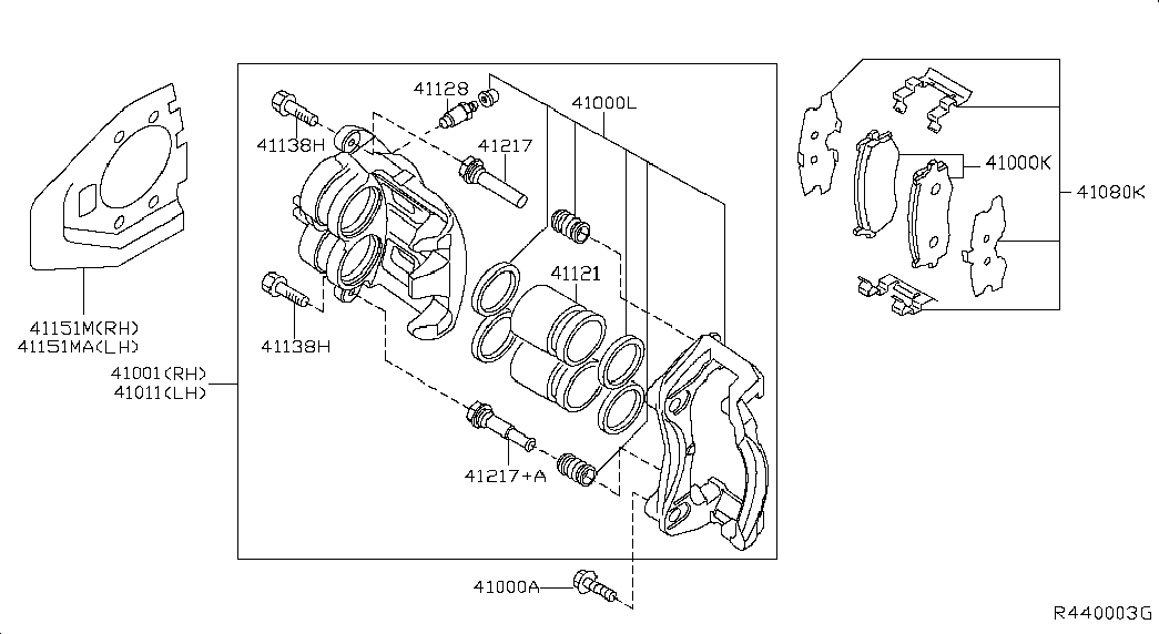 NISSAN 41011-3JA0C - CALIPER ASSY-FRONT LH,W/O PAD & SHIM ps1.lv