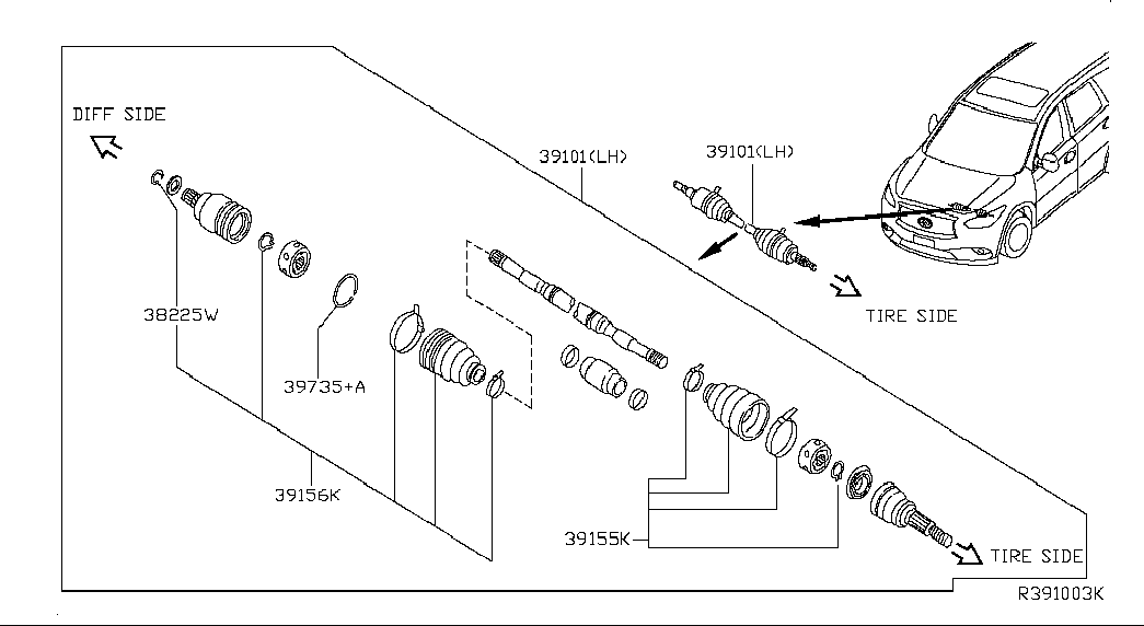 NISSAN C9741-3JA0A - Putekļusargs, Piedziņas vārpsta ps1.lv